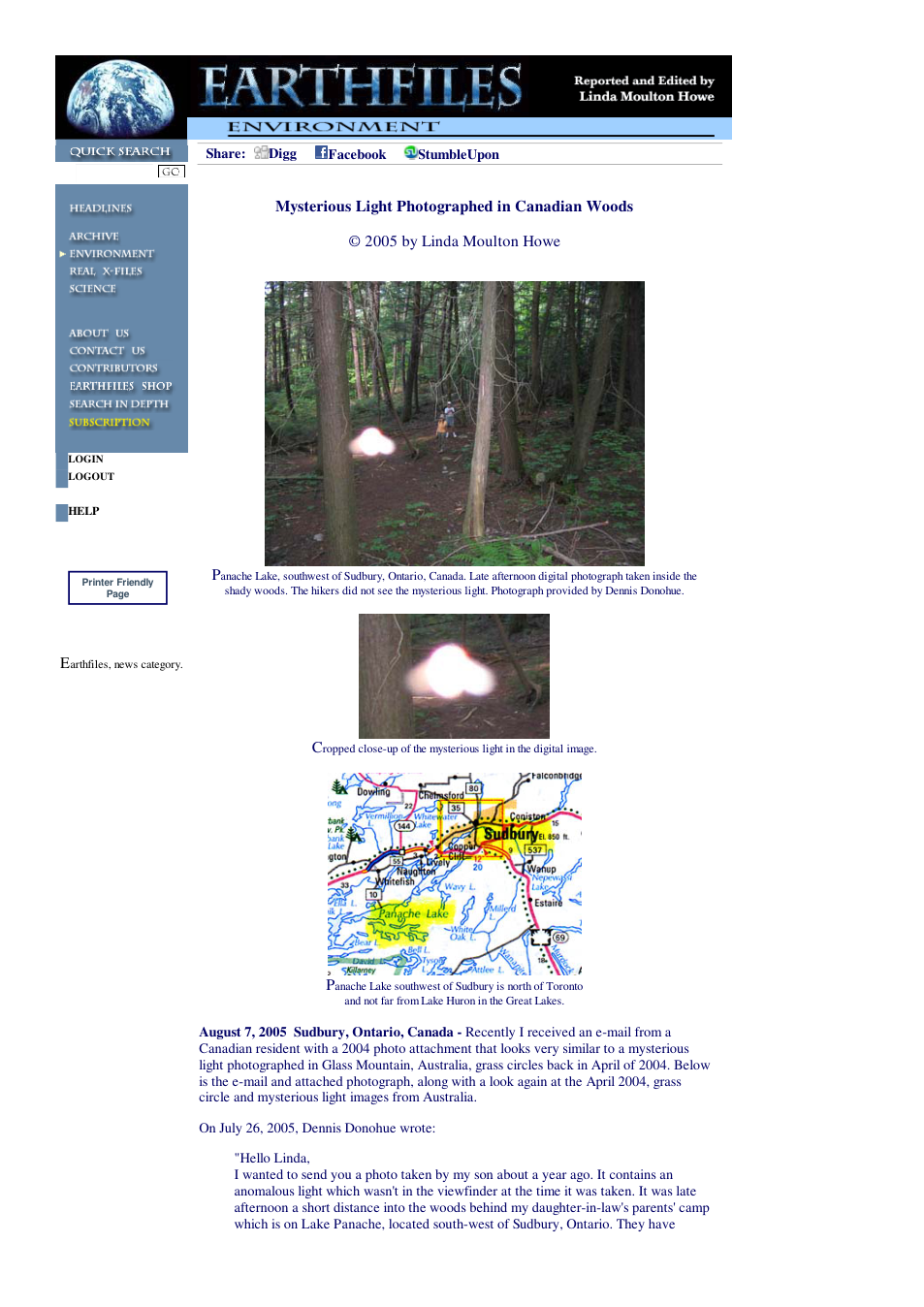 08 07 2005 Mysterious Light Photographed in Canadian Woods cover
