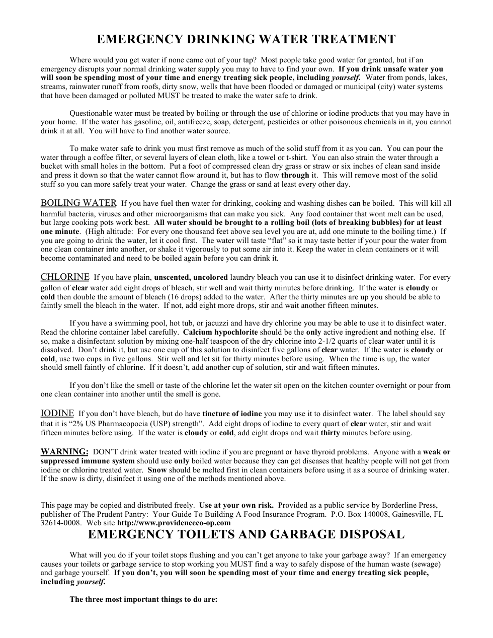 Emergency Drinking Water Treatment cover