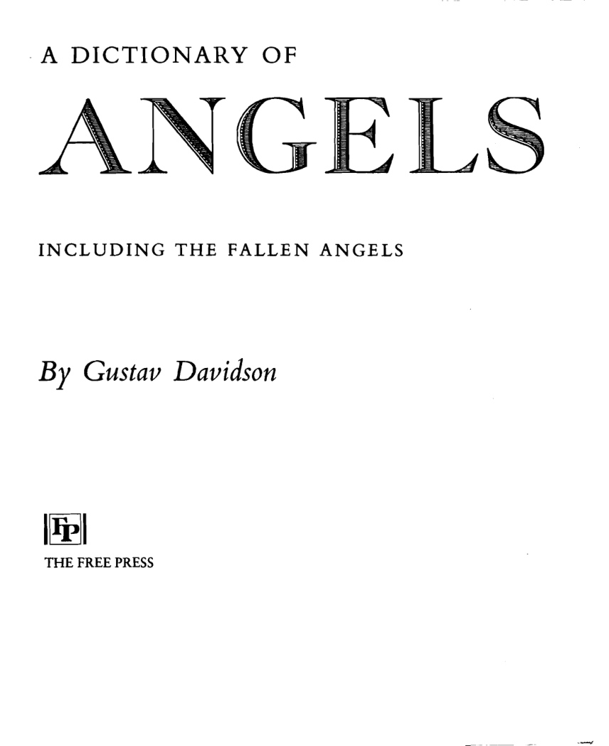 Davidson - A Dictionary of Angels cover