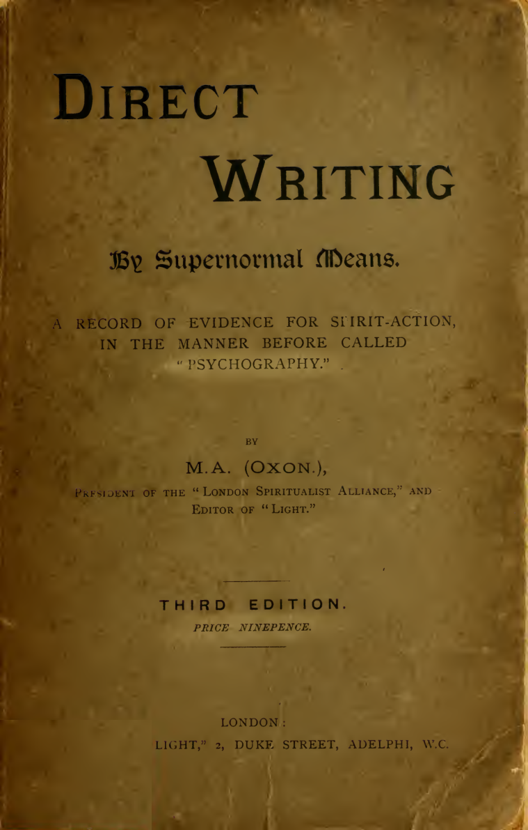 Direct Writing by Supernormal Means - W Moses (1882) cover
