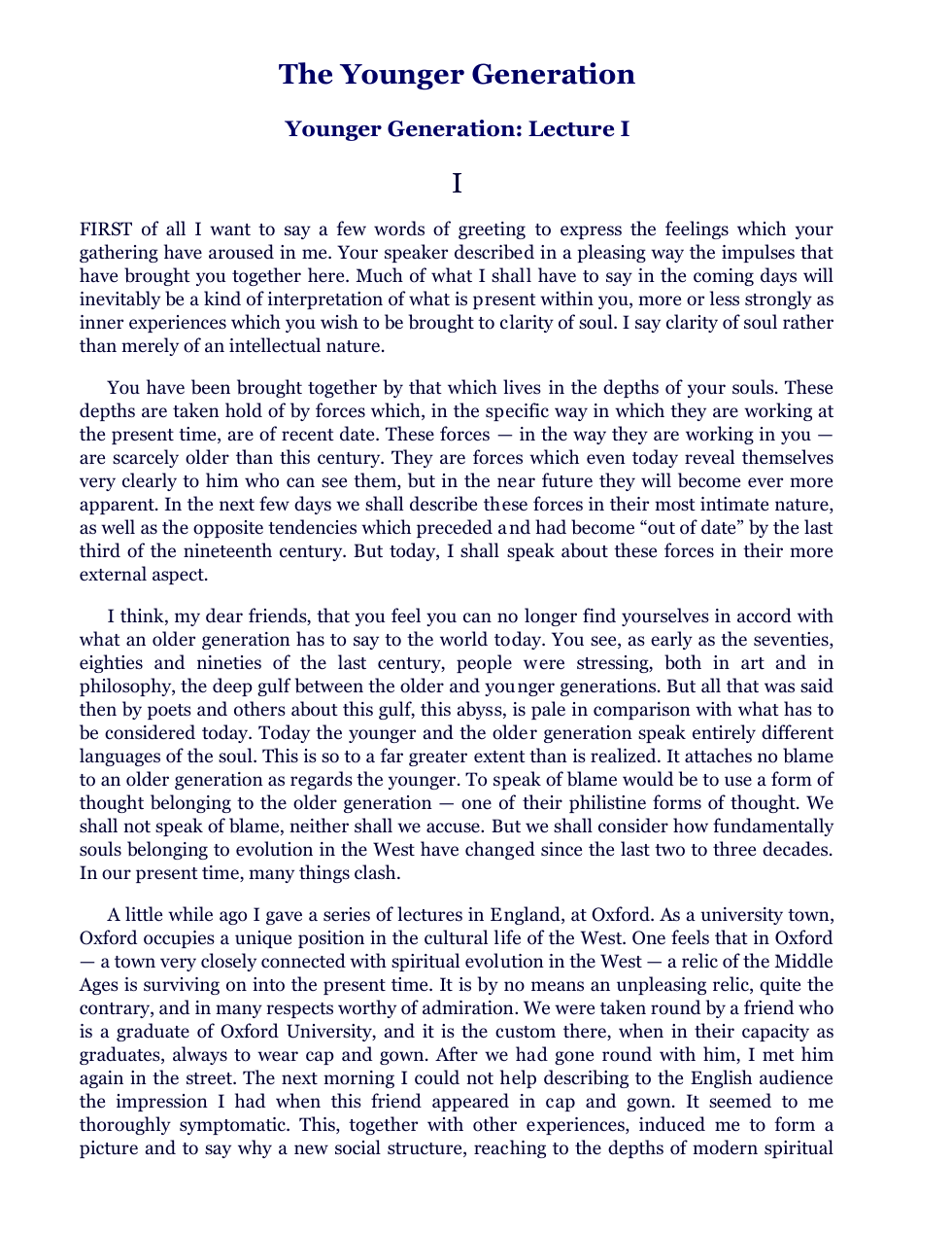 Rudolf Steiner - The Younger Generation cover