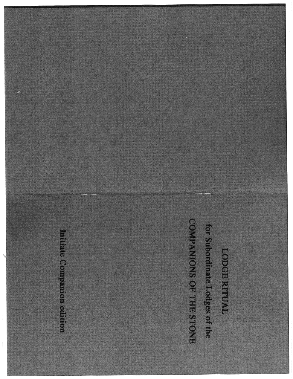 Lodge Ritual Booklet - Initiate Text cover