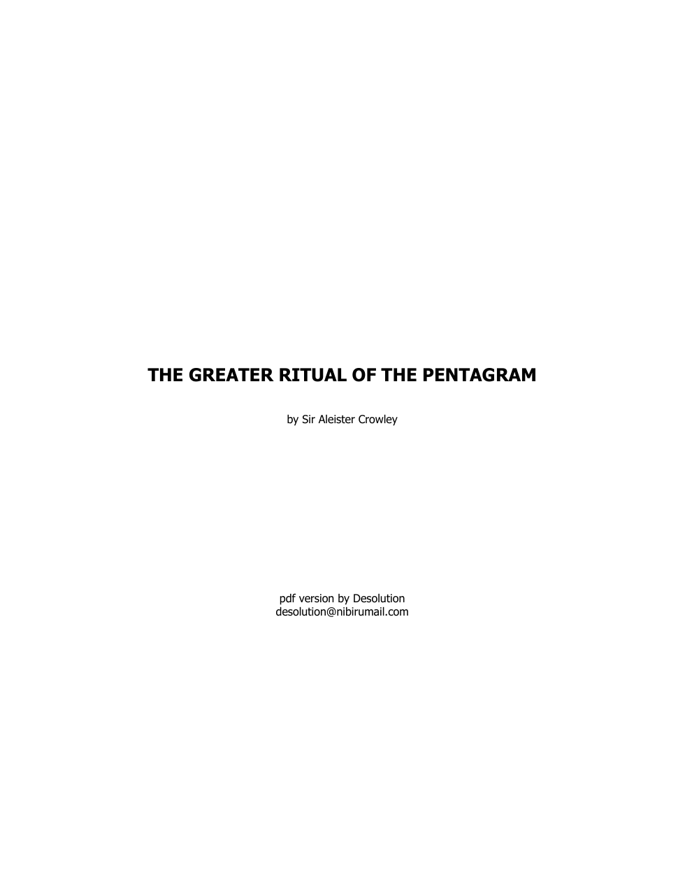 The Greater Rite of Pentagram cover