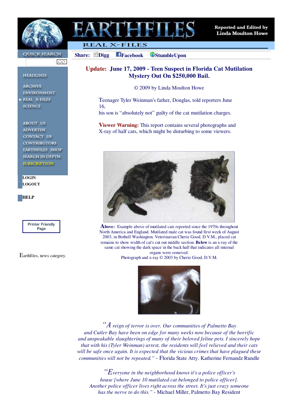 06 17 2009 Update June 17, 2009 Police Arrest Teen Suspect in Cat Mutilation Mystery of Palmetto and Cutler Bay, Florida cover