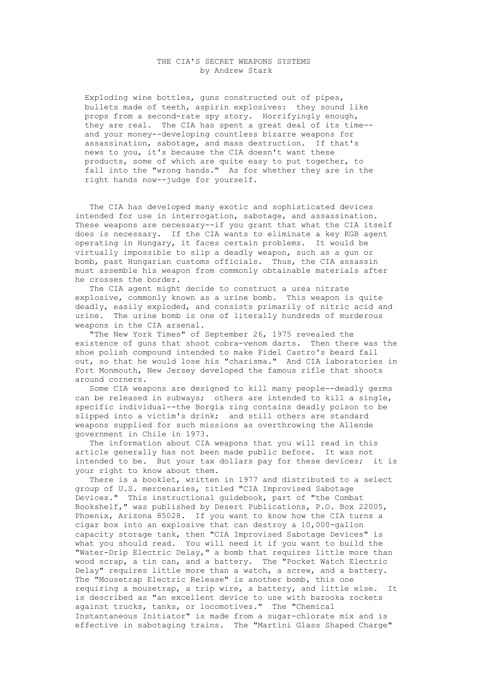 CIA Secret Weapons 5 pages cover