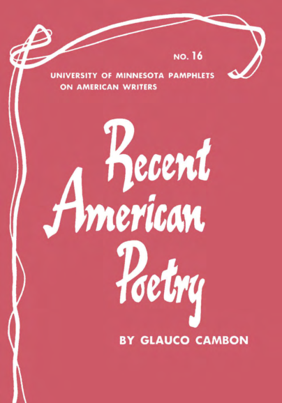 Glauco Cambon - Recent American Poetry cover