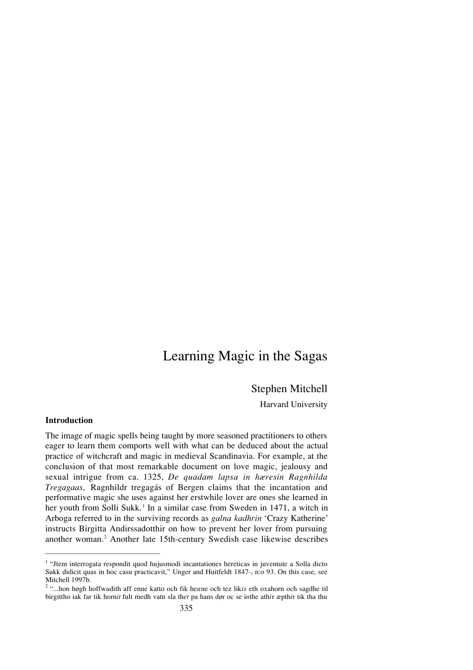 Stephen Mitchell - Learning Magic in the Sagas cover