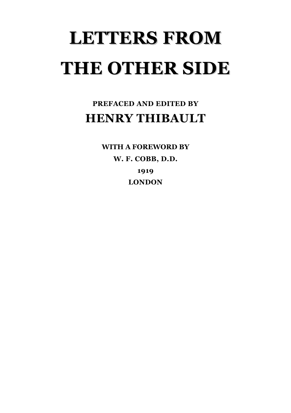 Letters From The Other Side - H Thibault cover