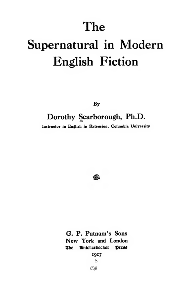 The supernatural in modern English fiction cover