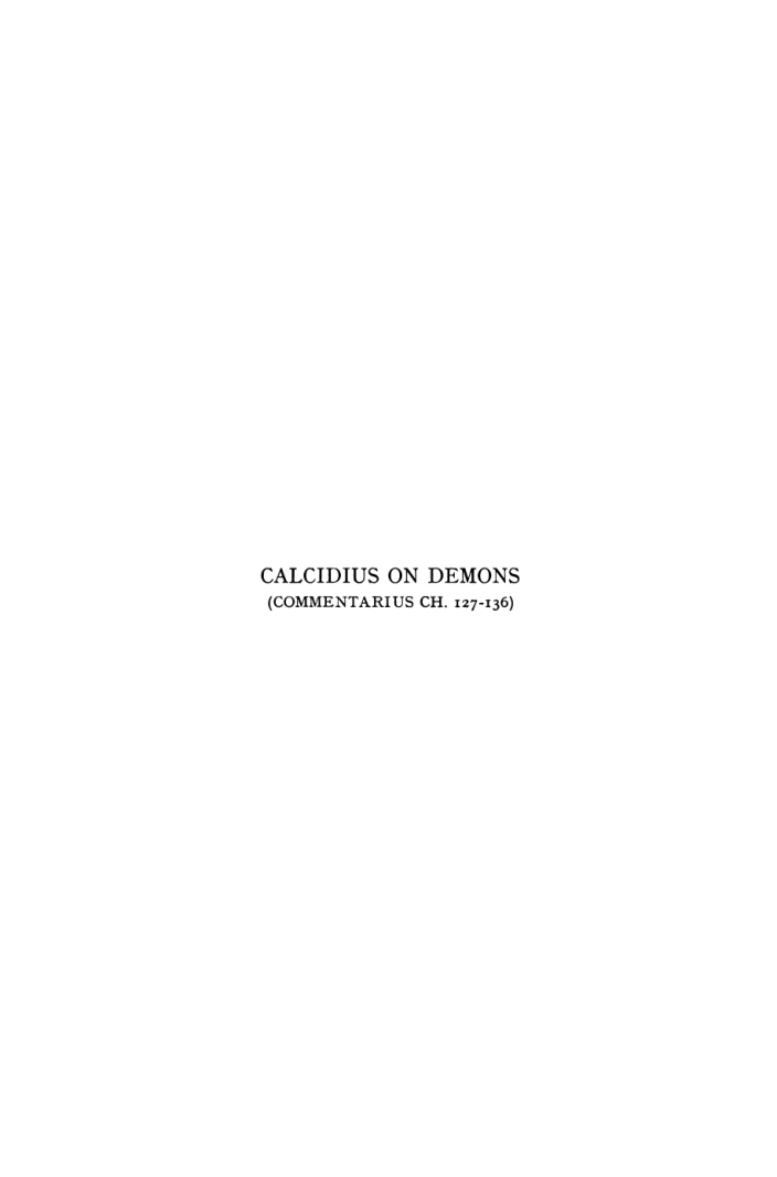 CALCIDIUS ON DEMONS (COMMENTARIUS CH. 127-136) cover