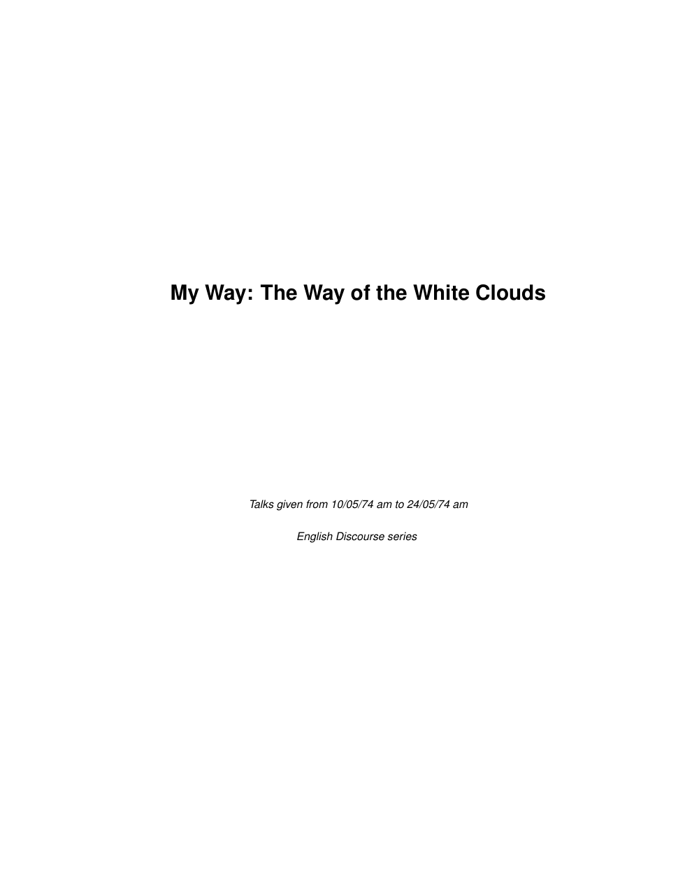 My Way. The Way of the White Clouds cover