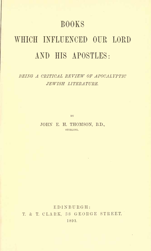 Books which influenced Our Lord and His apostles cover