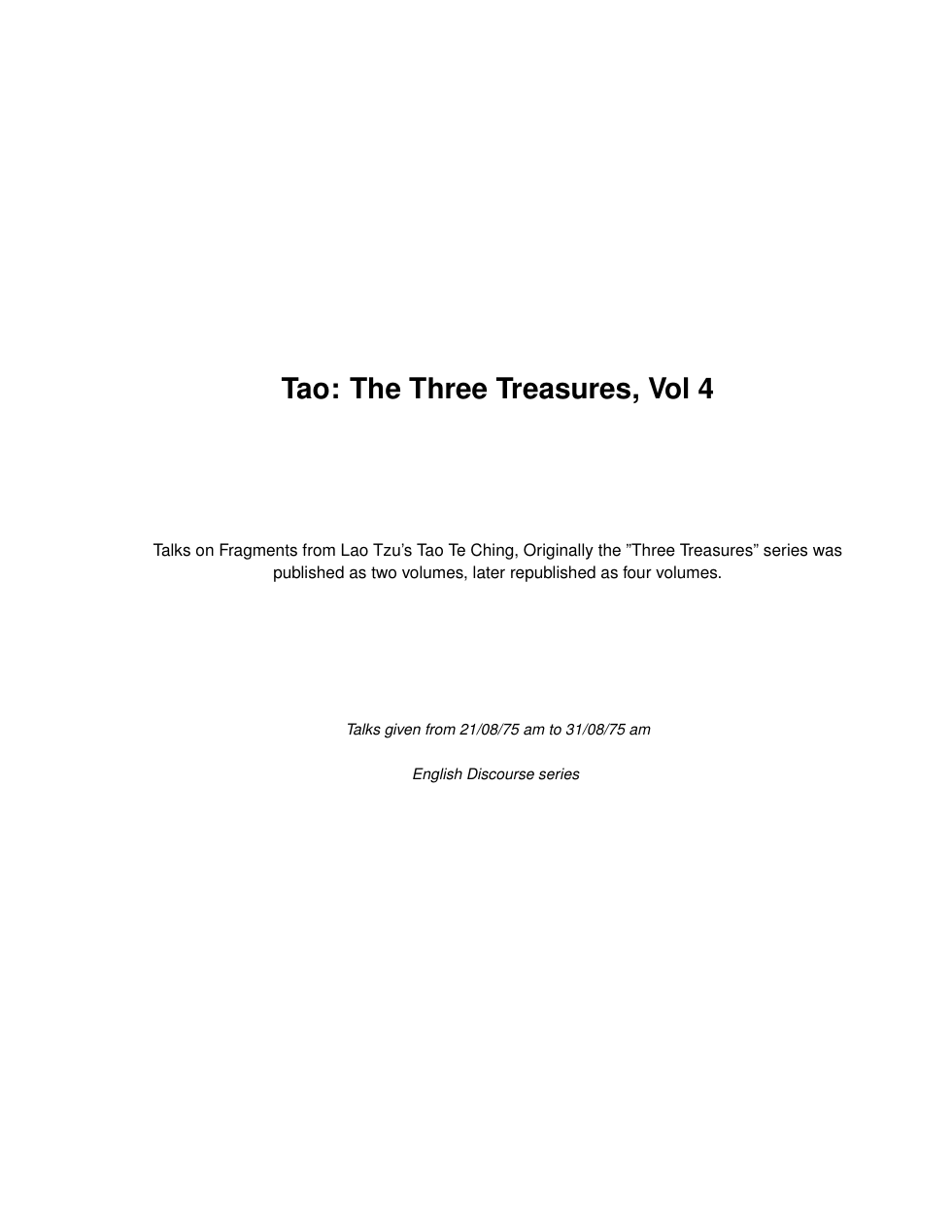 Tao. The Three Treasures, Vol 4 cover