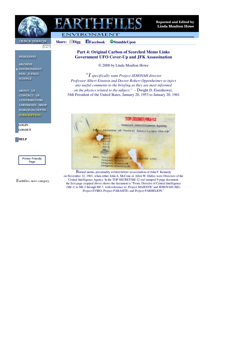 08 06 2008 Part 4 Original Carbon of Scorched Memo Links Government UFO Cover-Up and JFK Assassination cover