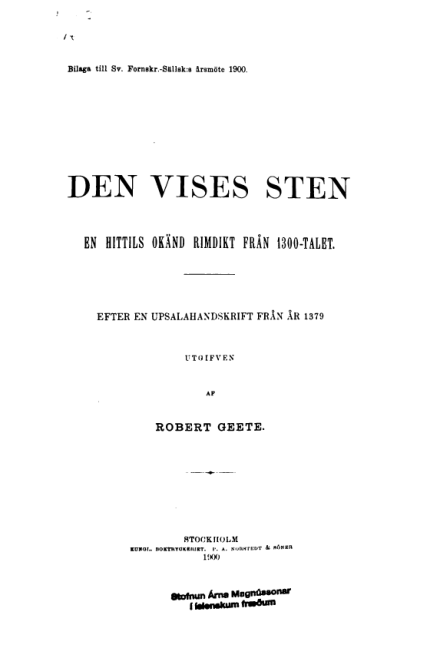 Den vises sten cover