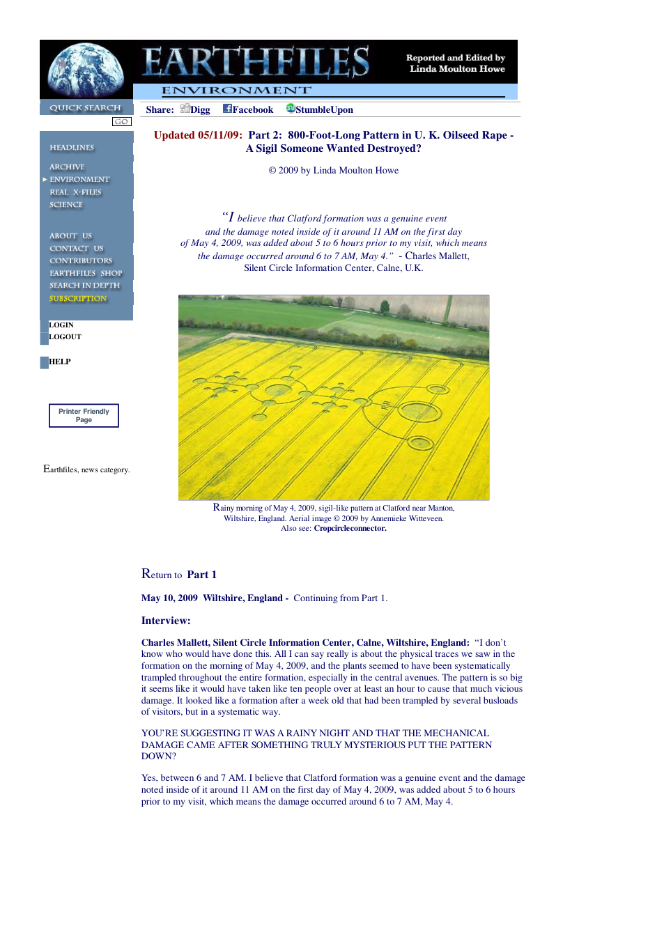 05 10 2009 Part 2 800-Foot-Long Pattern in U. K. Oilseed Rape - A Sigil Someone Wanted Destroyed cover