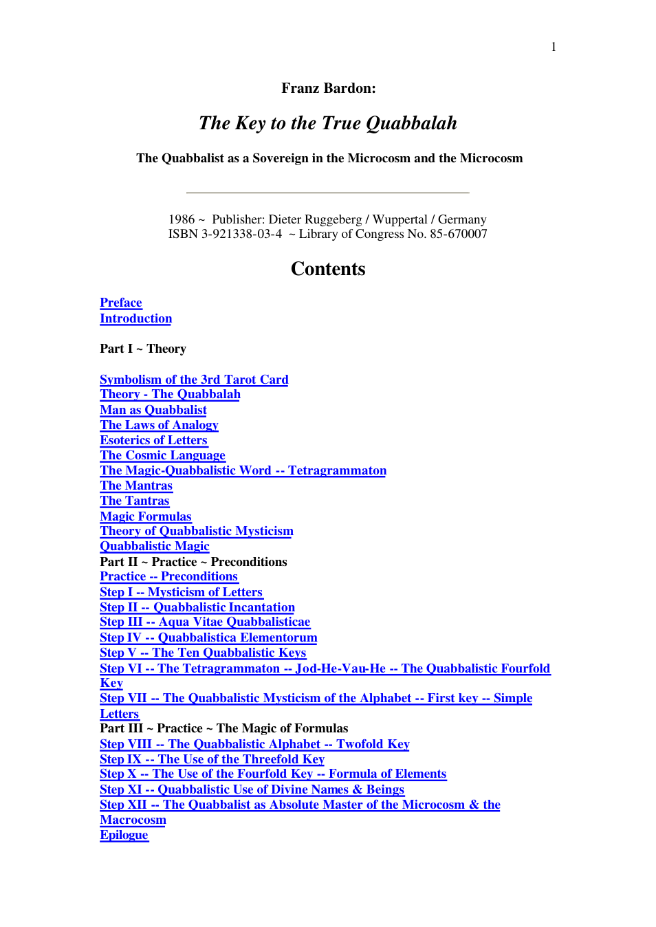 Key to the True Qabalah cover