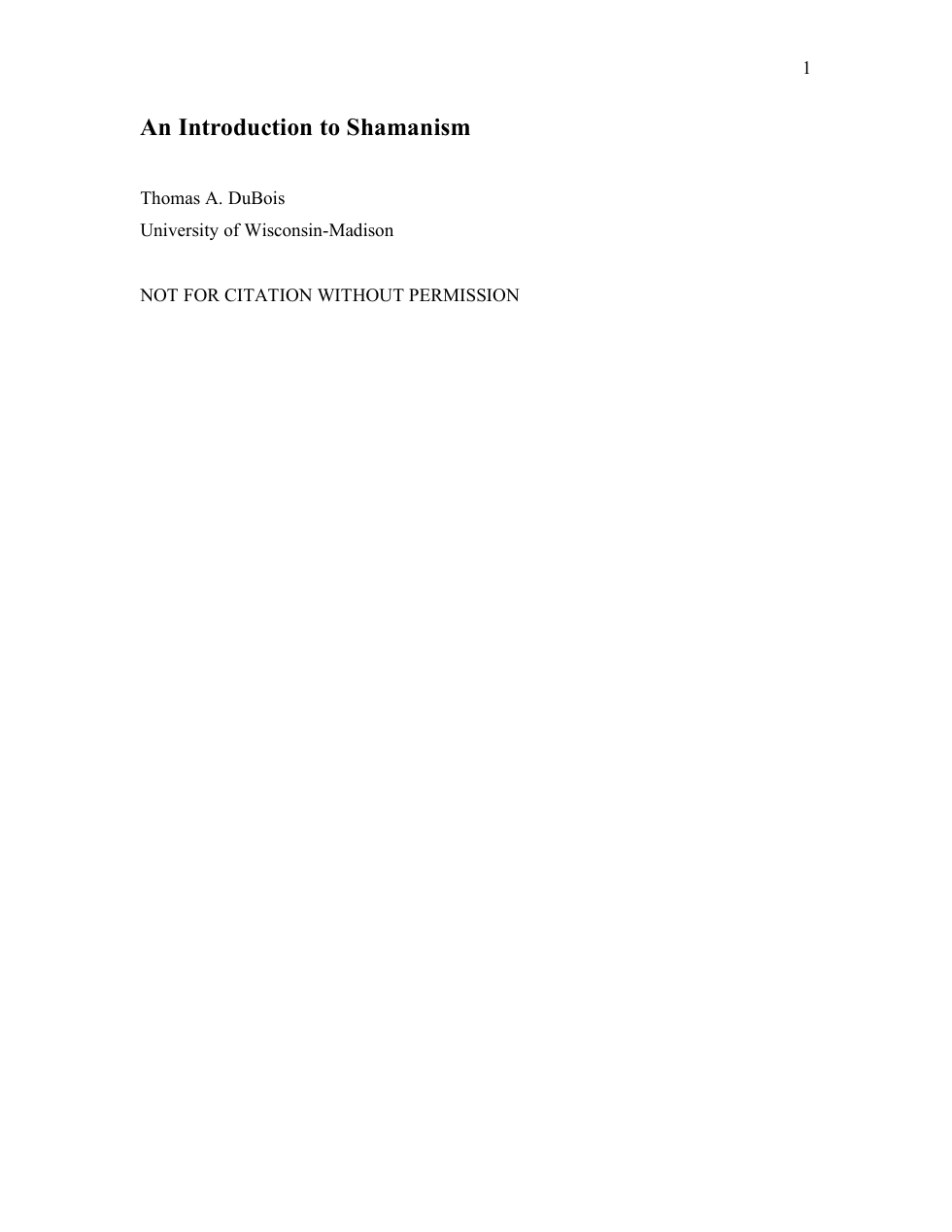 Thomas A. DuBois - An Introduction to Shamanism cover