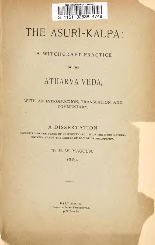 The Asuri-Kalpa A Witchcraft Practice of the Atharva-Veda cover