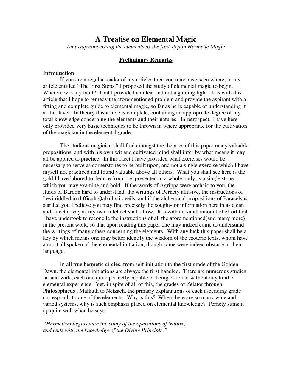 Prophecy - Treatise on Elemental Magic [1 Ebook - PDF] cover