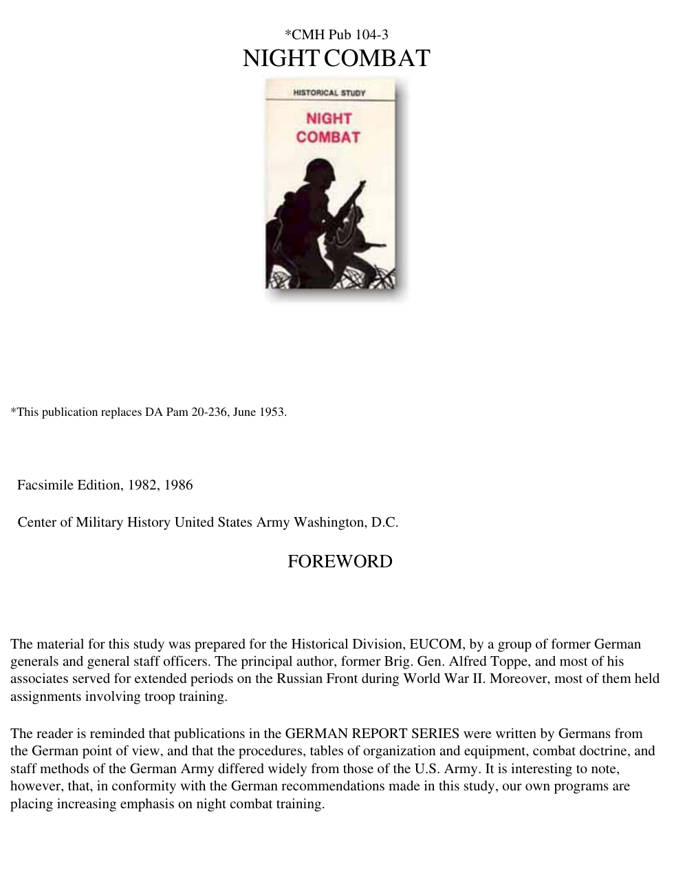 Historical Study - Night Combat cover