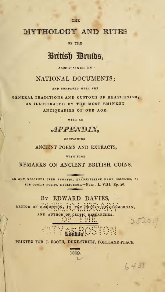 The Mythology And Rites Of The British Druids Ascertained By National Documents(1809) cover