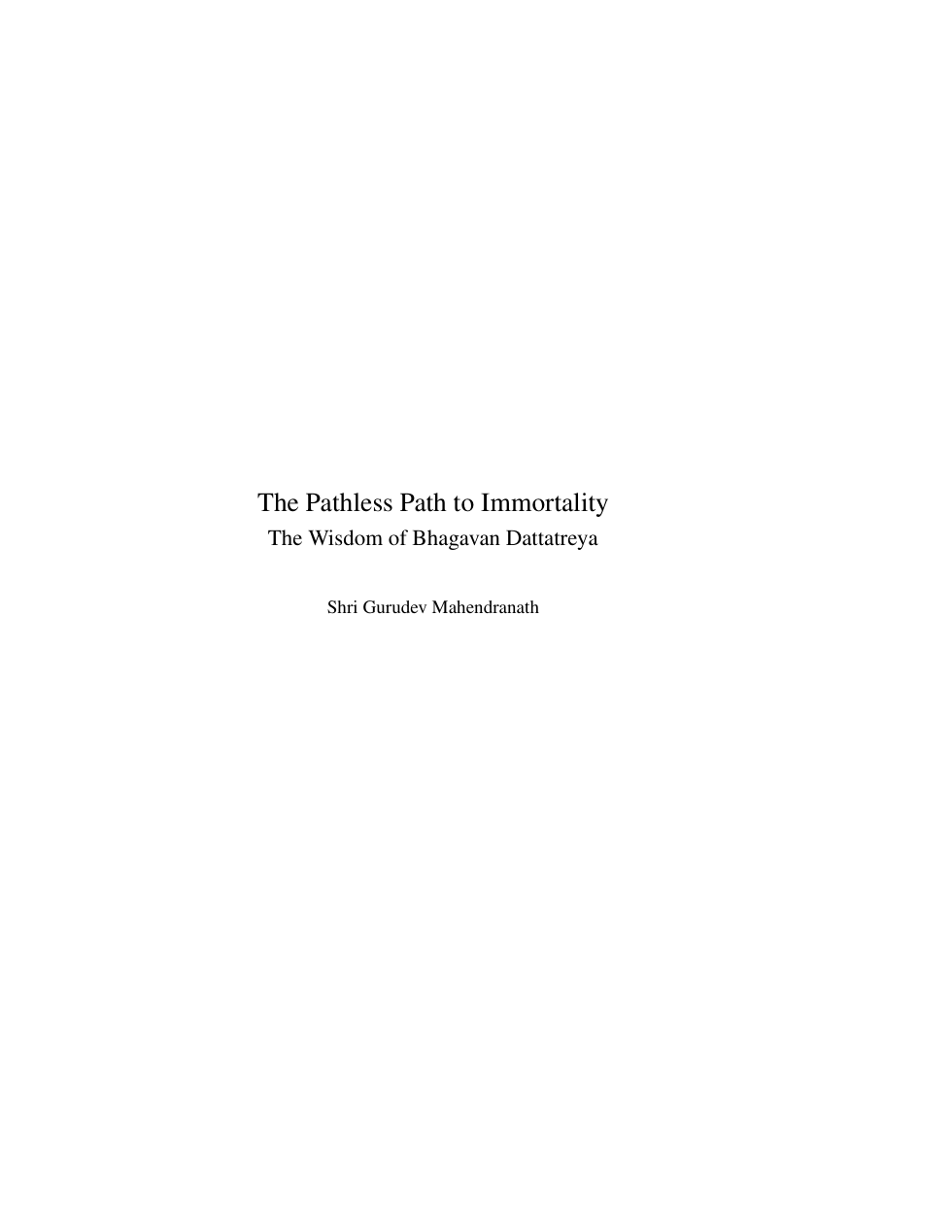 Pathless Path to Immortality cover