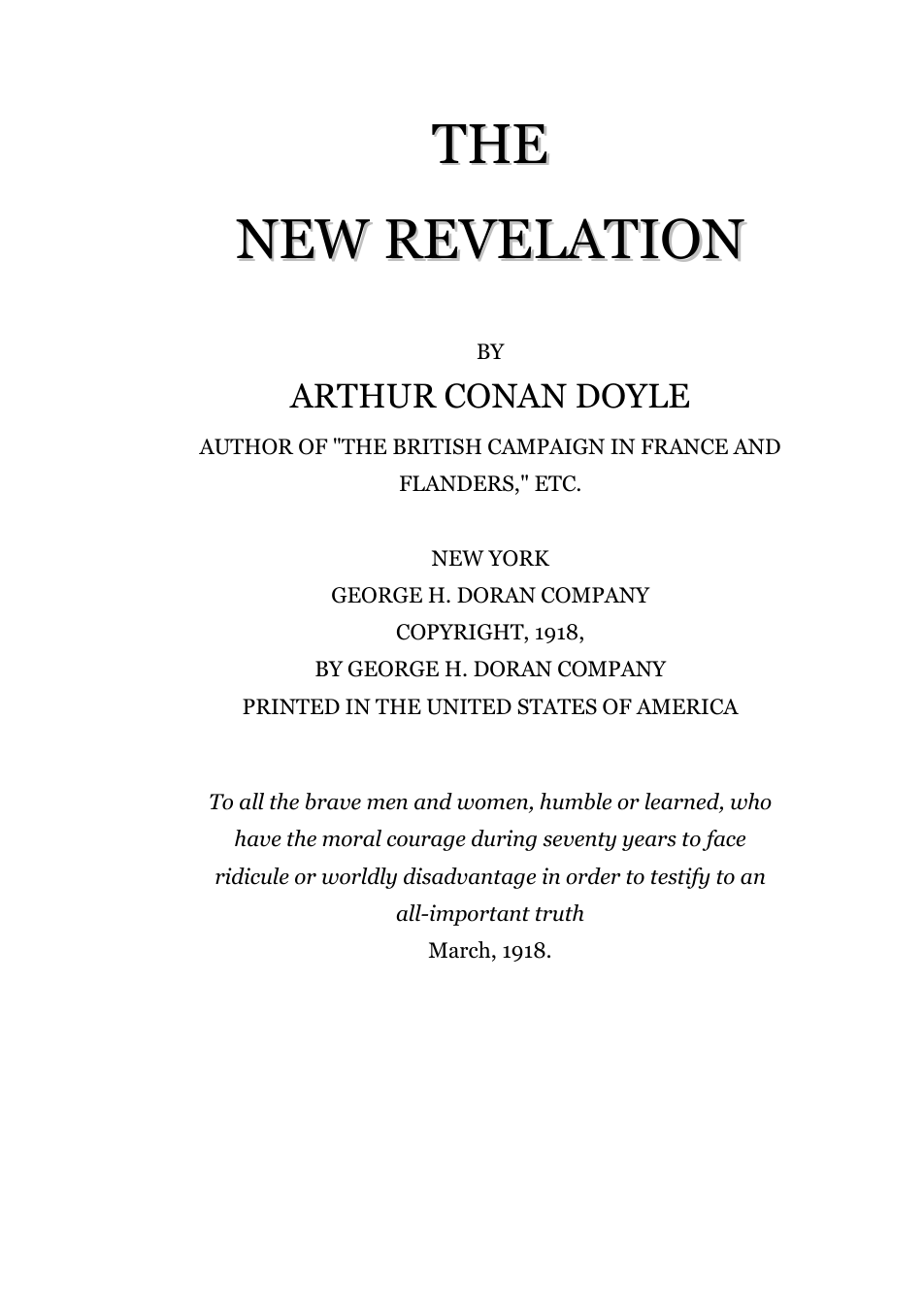 The New Revelation - A C Doyle cover
