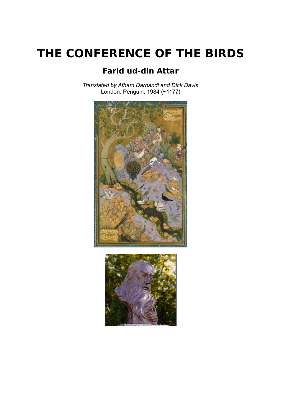 Farid ud-Din Attar - The Conference of the Birds (1177) cover