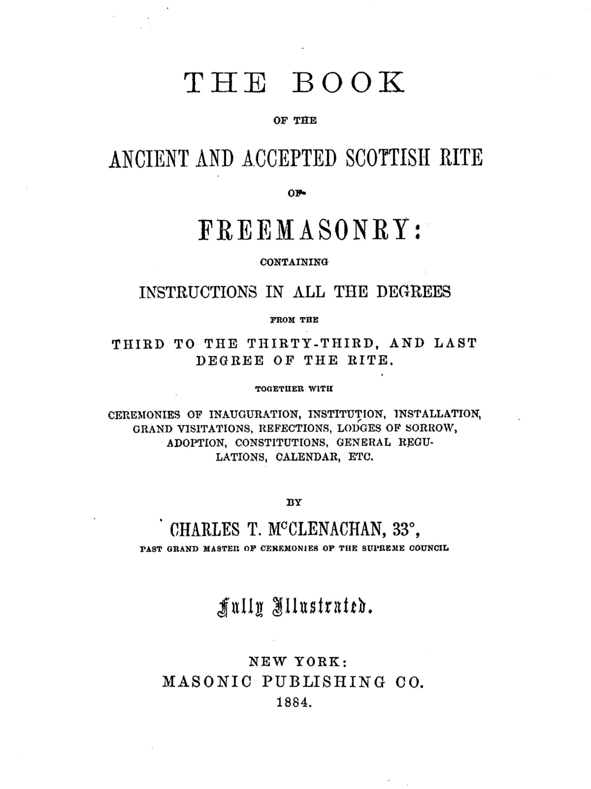 McClenechan - Book of the Ancient & Accepted Scottish Rite of Freemasonry [1884] cover