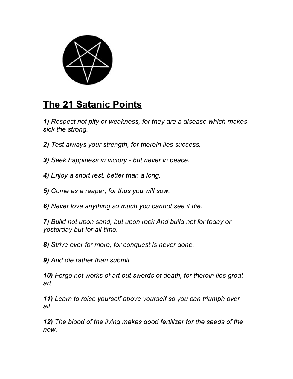 The 21 Satanic Points cover