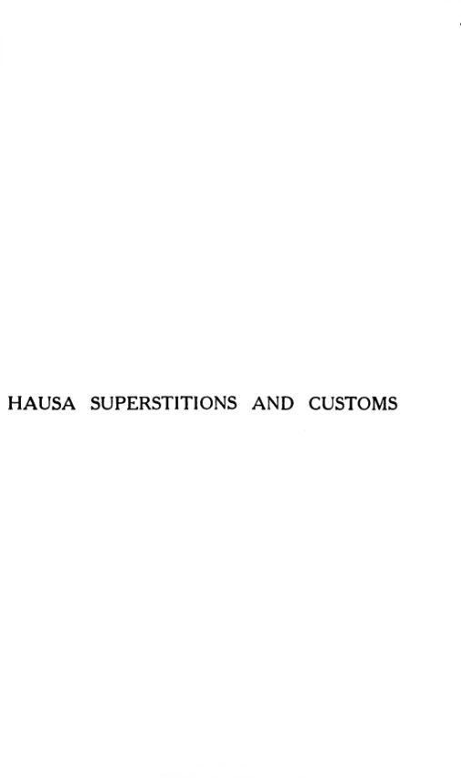 Hausa Superstitions & Customs - A Tremearne cover