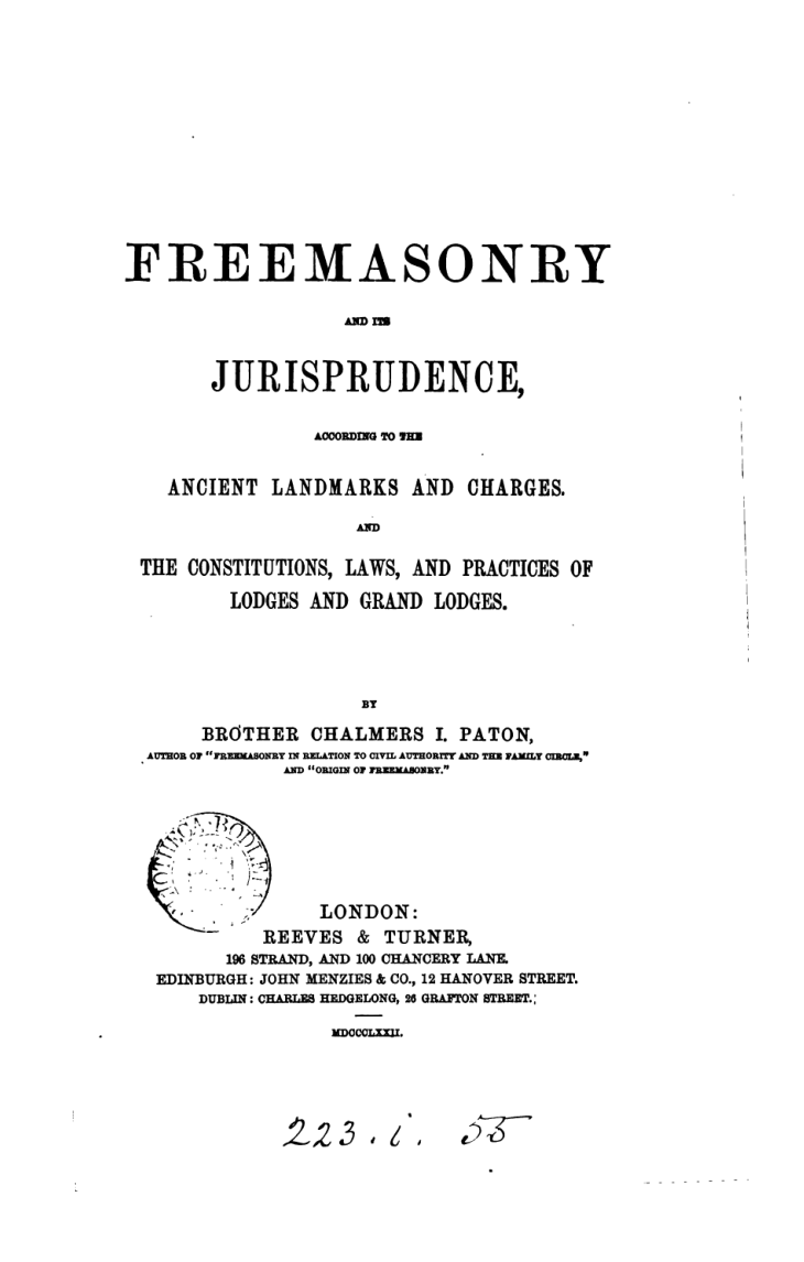 Freemasonry & Its Jurisprudence - C L Patton cover