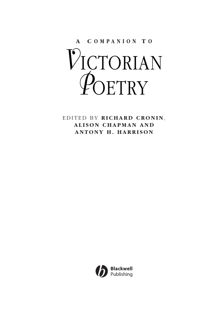 A Companion to Victorian Poetry cover