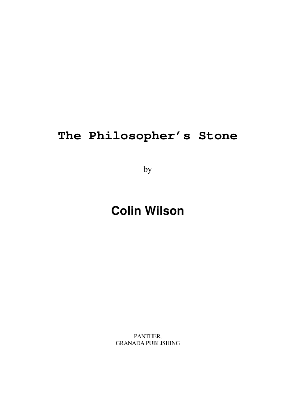 Colin Wilson - Philospher's Stone cover