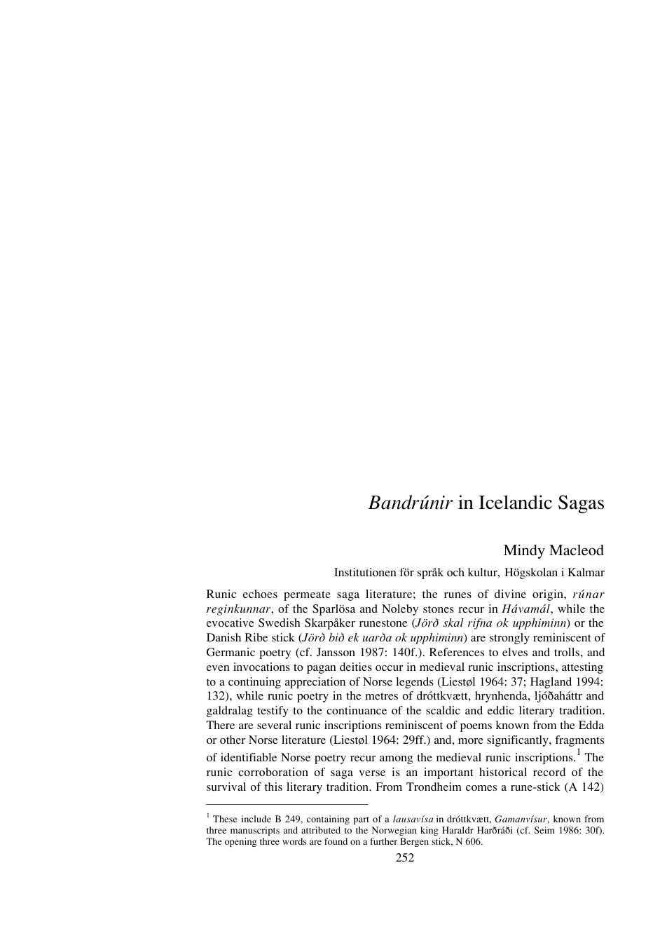 Mindy Macleod - Bandrunir In Icelandic Sagas cover
