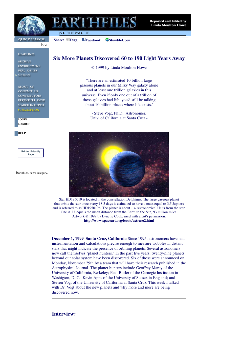 12 01 1999 Six More Planets Discovered 60 to 190 Light Years Away cover