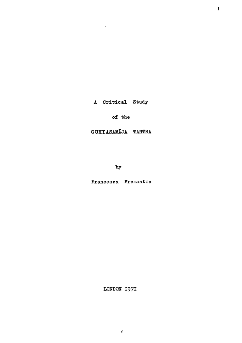 critical study guhyasamaja - Francesca Fremantle cover
