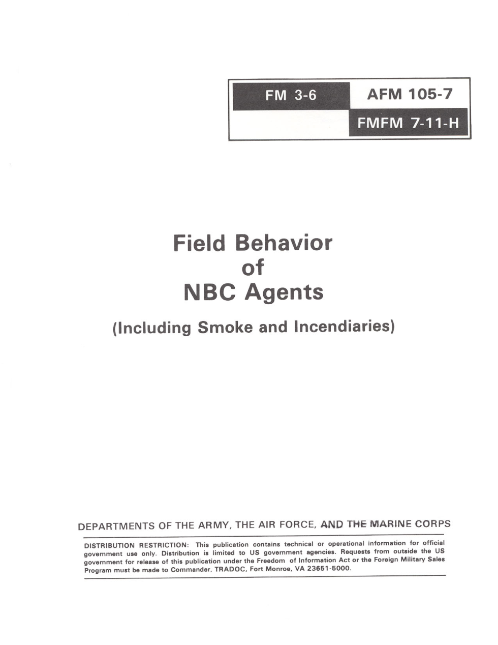 FM 3-6 Field Behavior of NBC Agents cover
