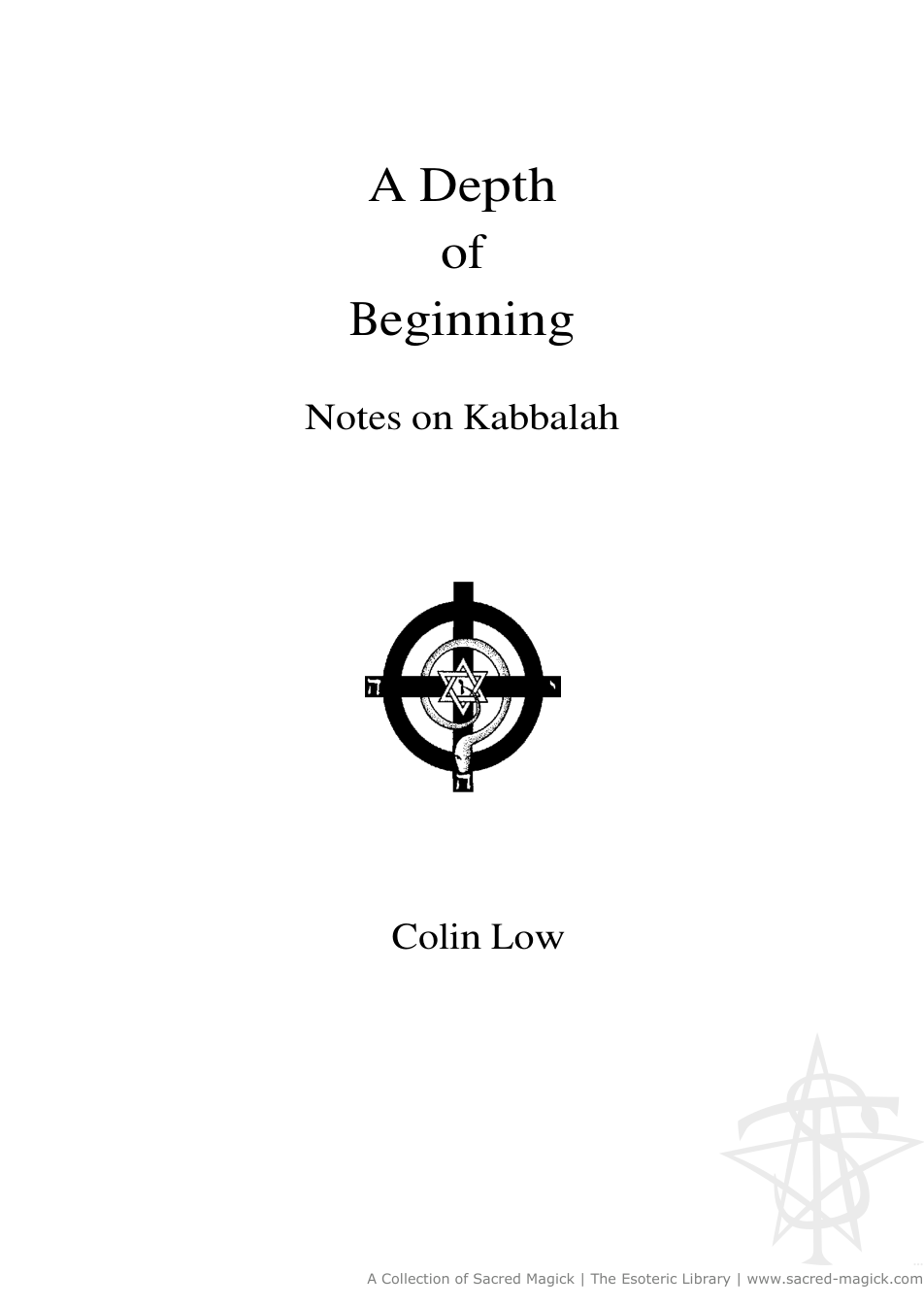 Depthts of Beginning - Notes on Kaballah cover
