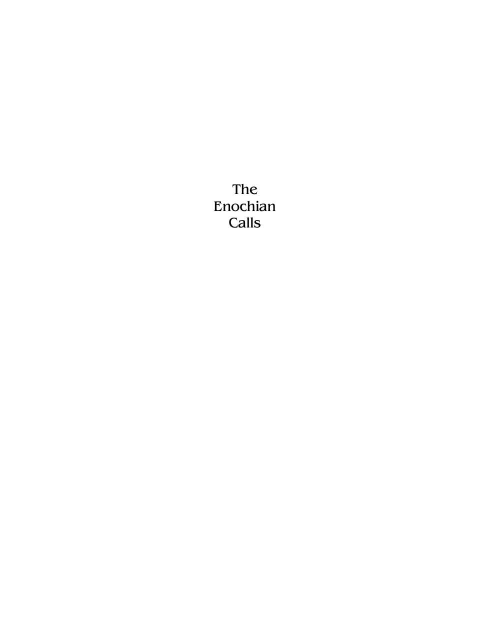 The Enochian Calls (Alternative) cover