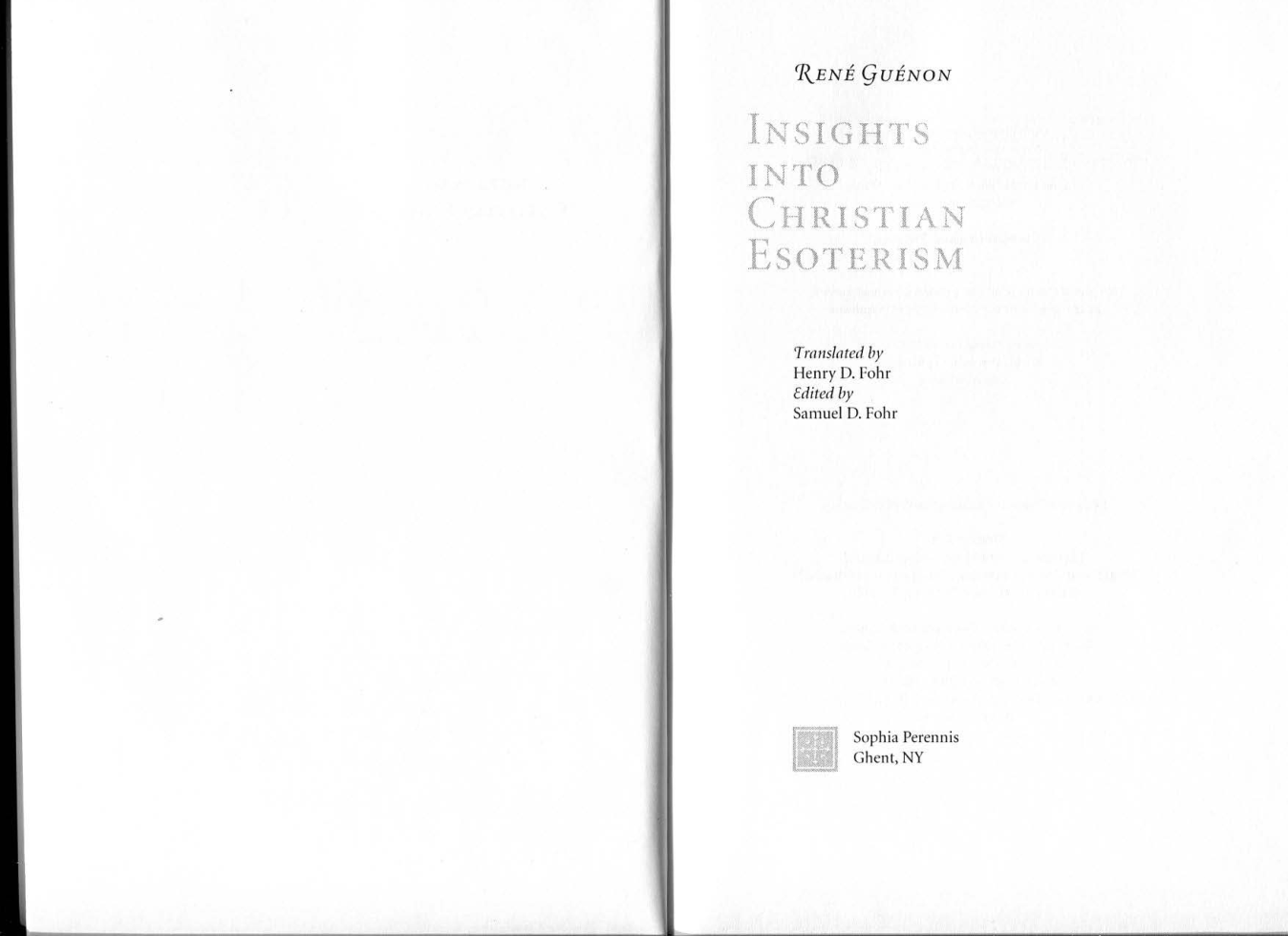 Rene Guenon - Insights into Christian Esoterism cover