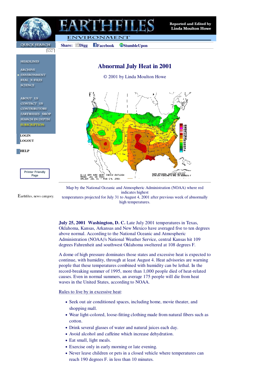 07 25 2001 Abnormal July Heat in 2001 cover