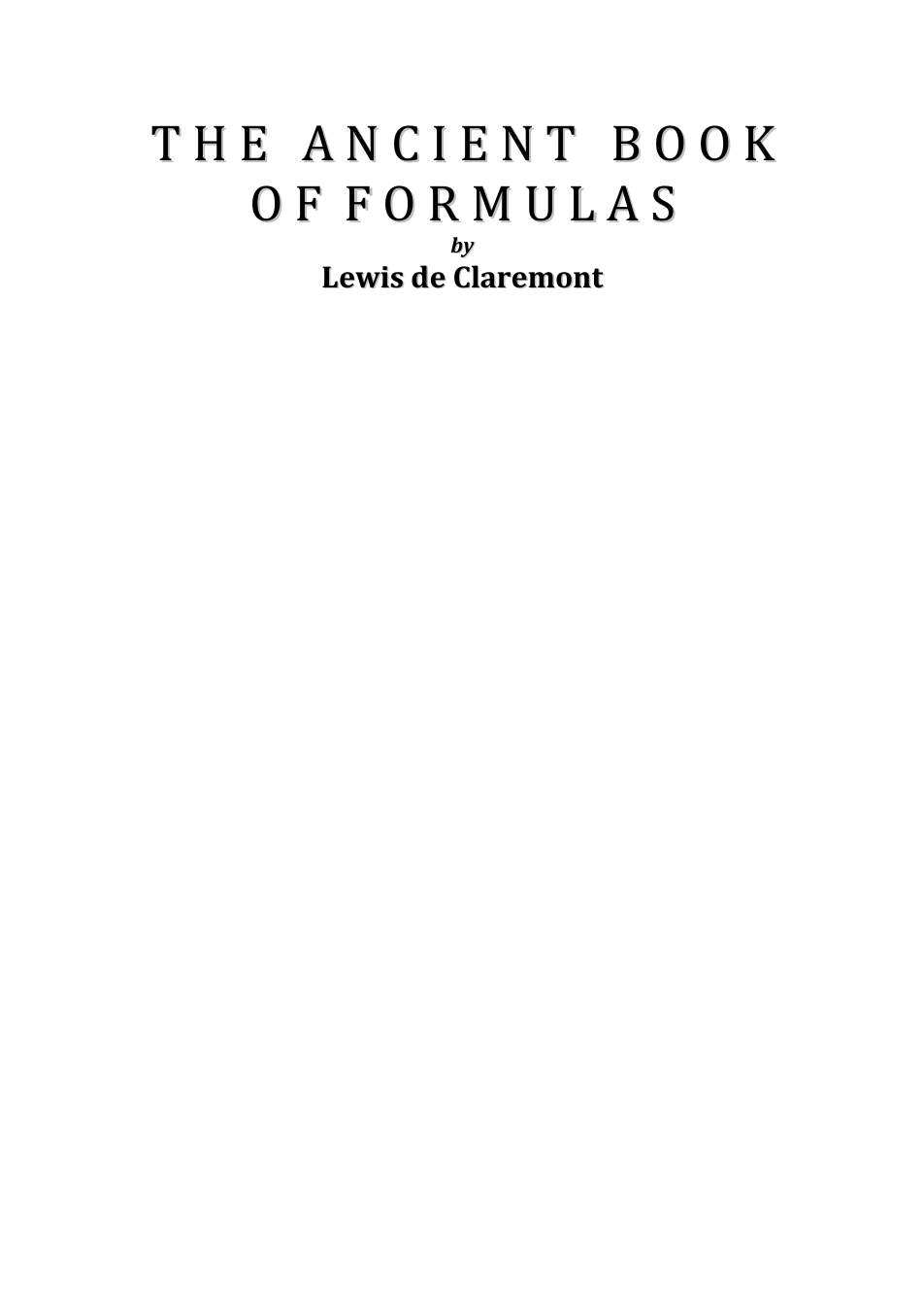 The Ancient Book of Formulas- L De Claremont cover