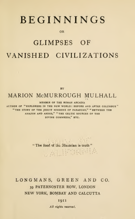 Glimpses Of Vanished Civilizations - M Mulhall cover