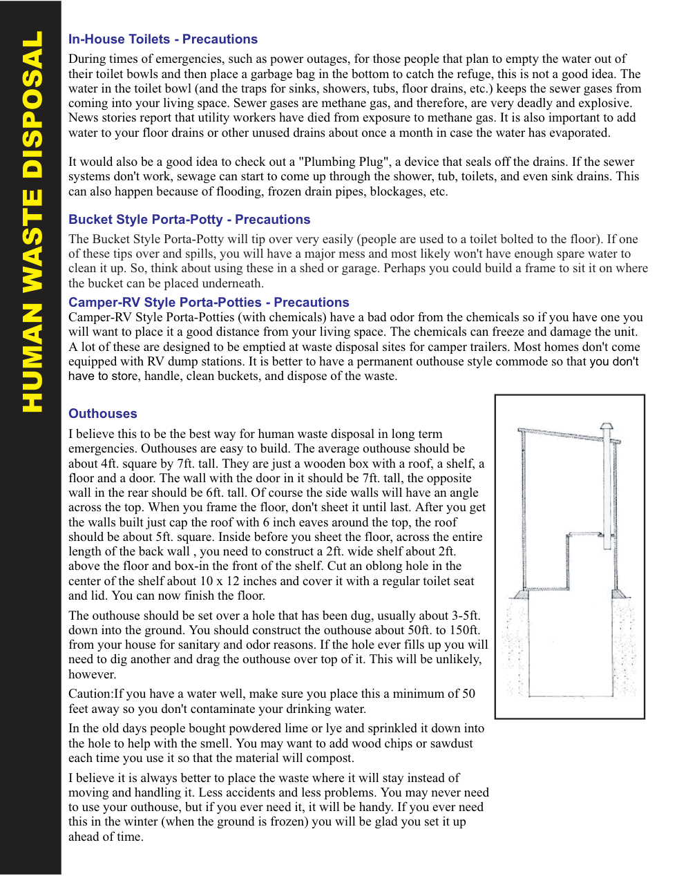 Emergency Human Waste Disposal 1 page cover