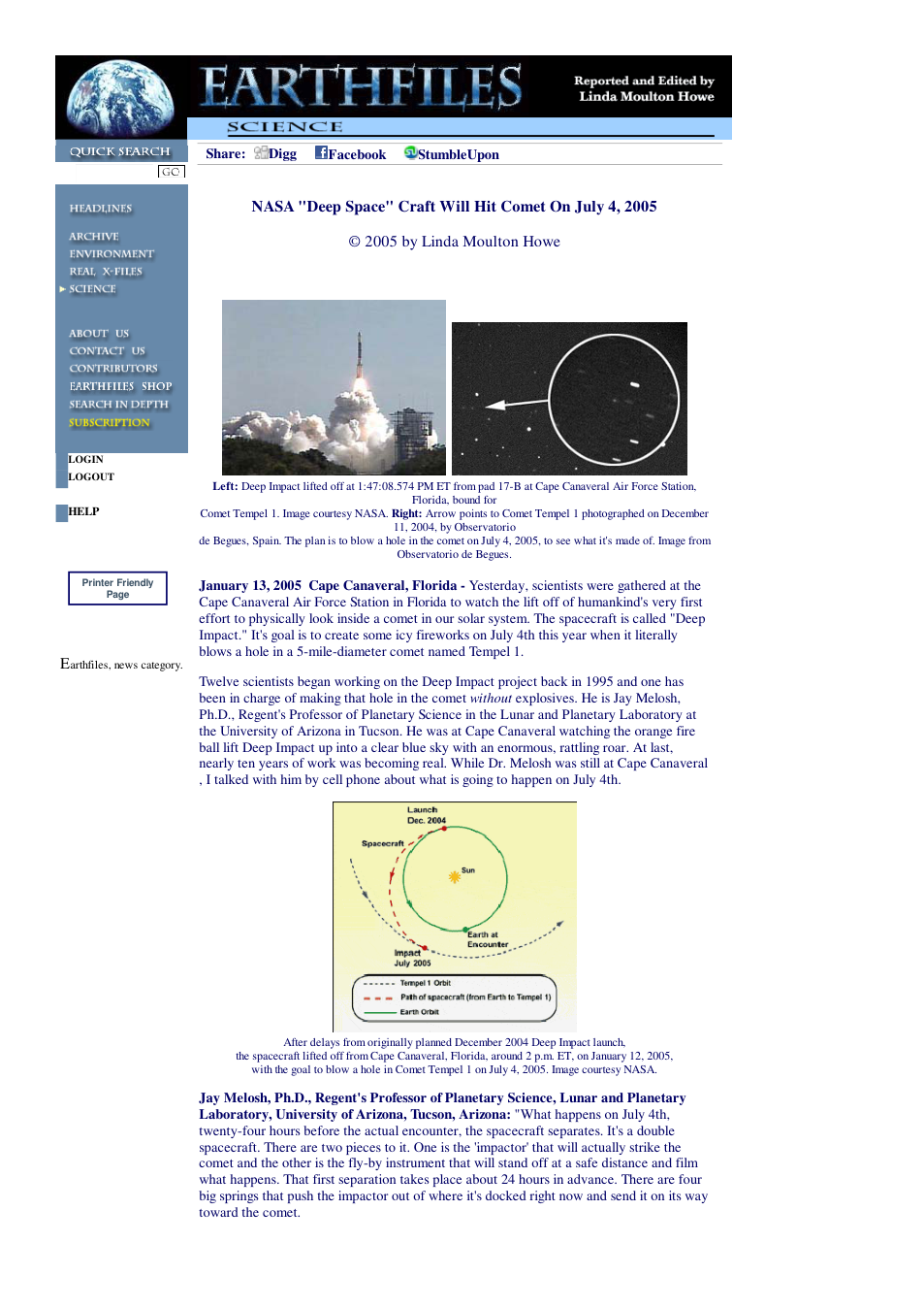 01 13 2005 NASA Deep Space Craft Will Hit Comet On July 4, 2005 cover