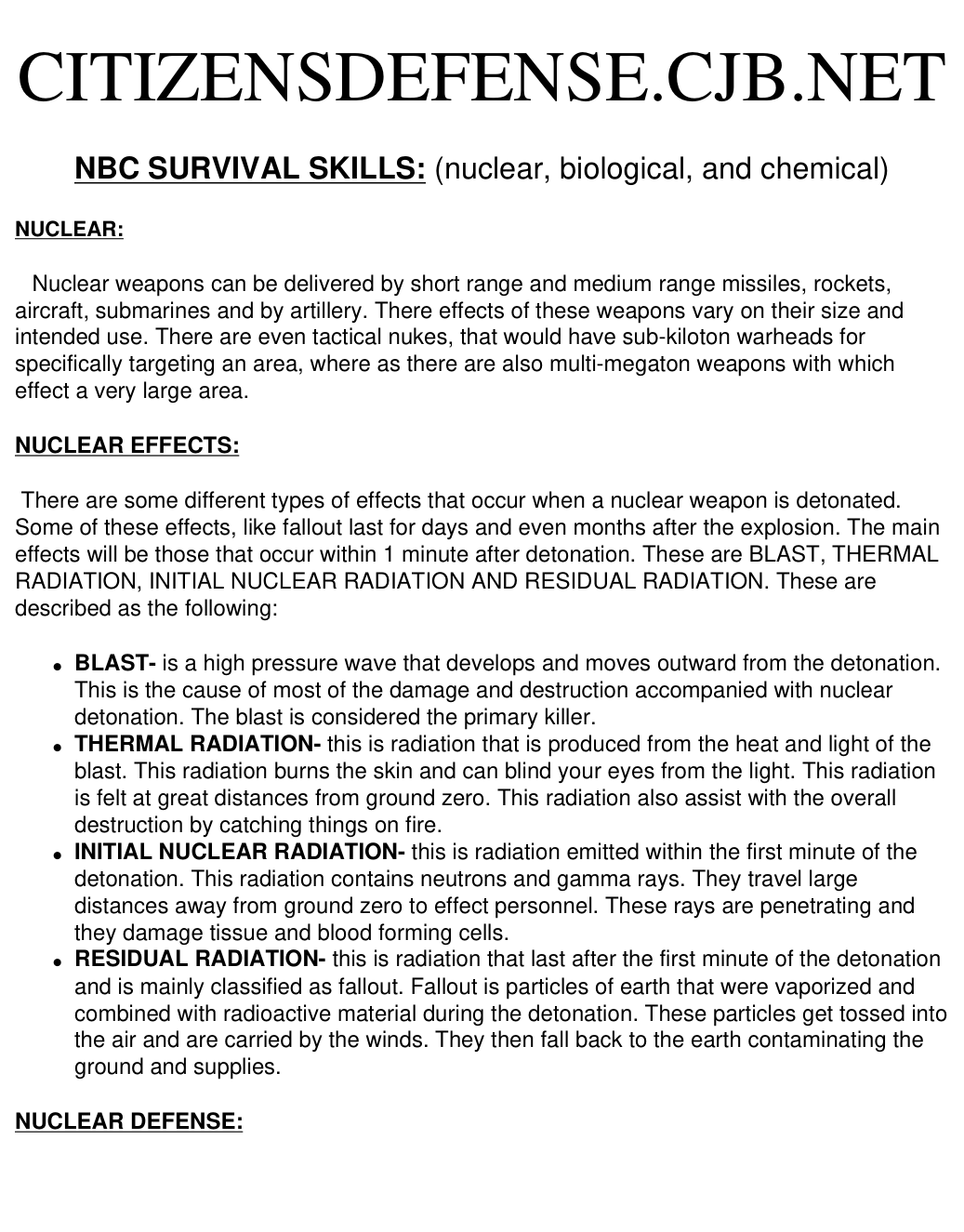 (eBook) - Nuclear Biological & Chemical Warfare Survival cover