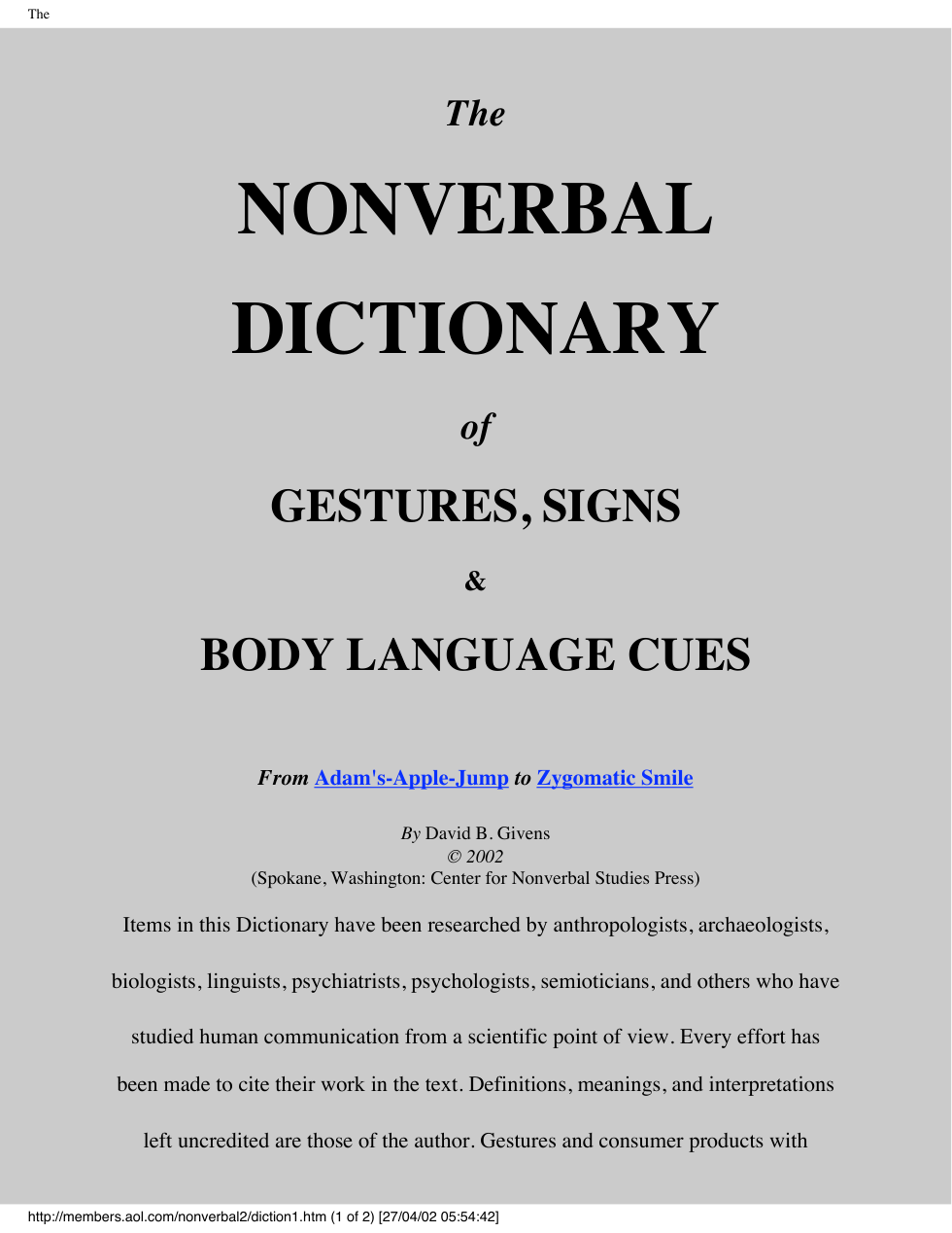 Non-Verbal Dictionary cover