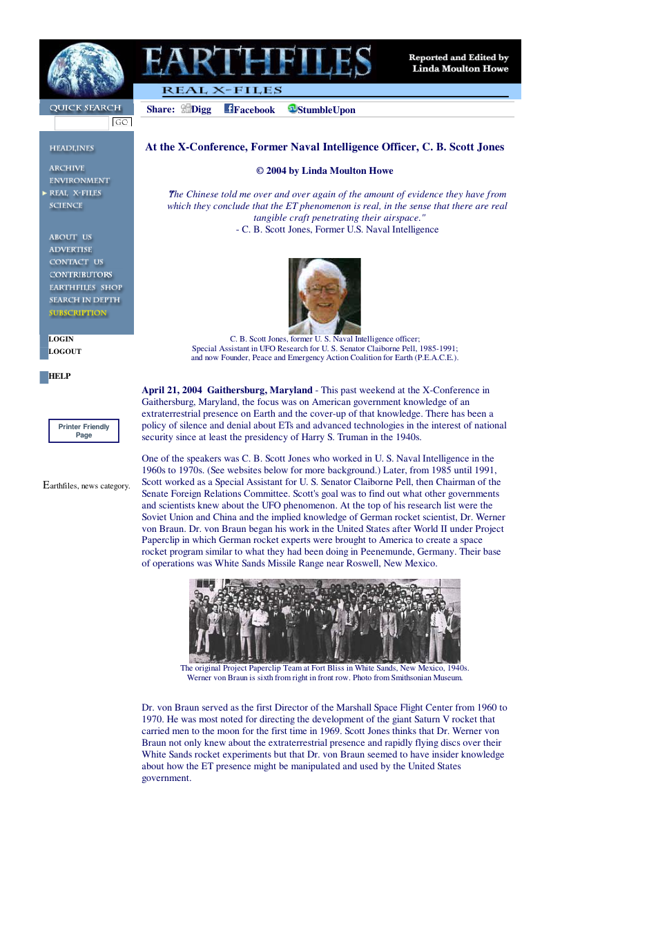 04 21 2004 At the X-Conference, Former Naval Intelligence Officer, C. B. Scott Jones cover